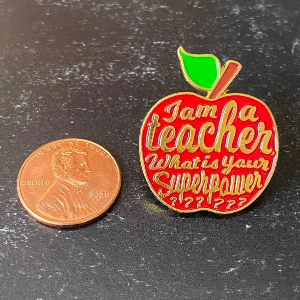 Teacher Red Apple Enamel Pin/ Brooch